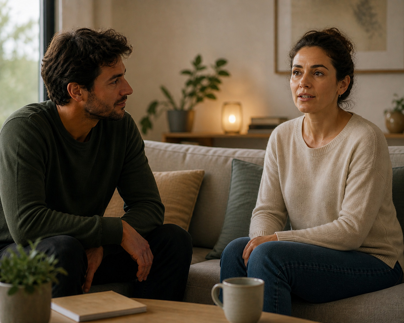 Un couple souriant partageant un moment chaleureux